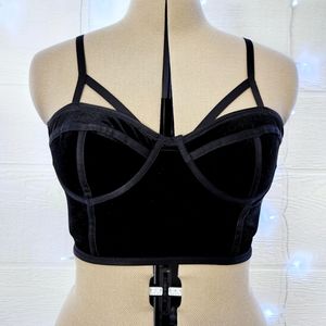 Dynamite Black Velvet Bustier Top - Size M